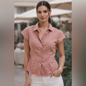 Theory Women's Blush Button-Down Shirt M